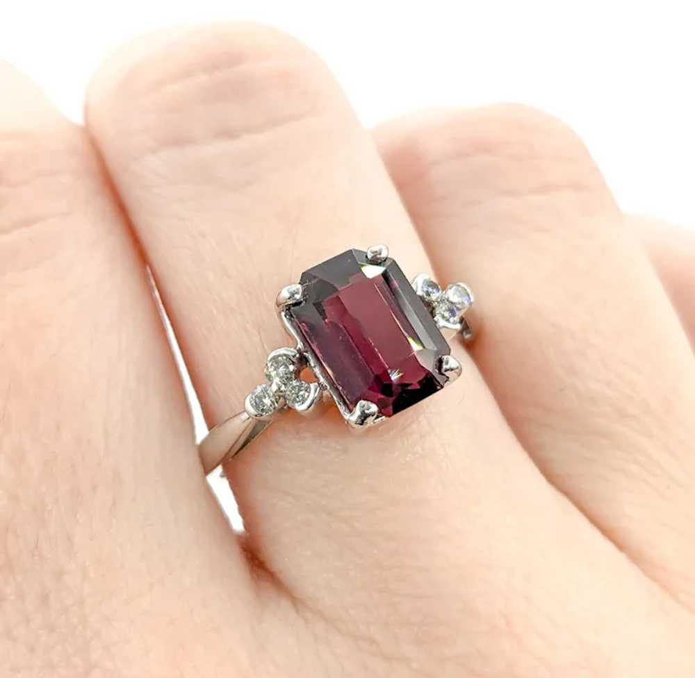 3.32ct Raspberry Garnet & Diamond Ring In White G… - image 8