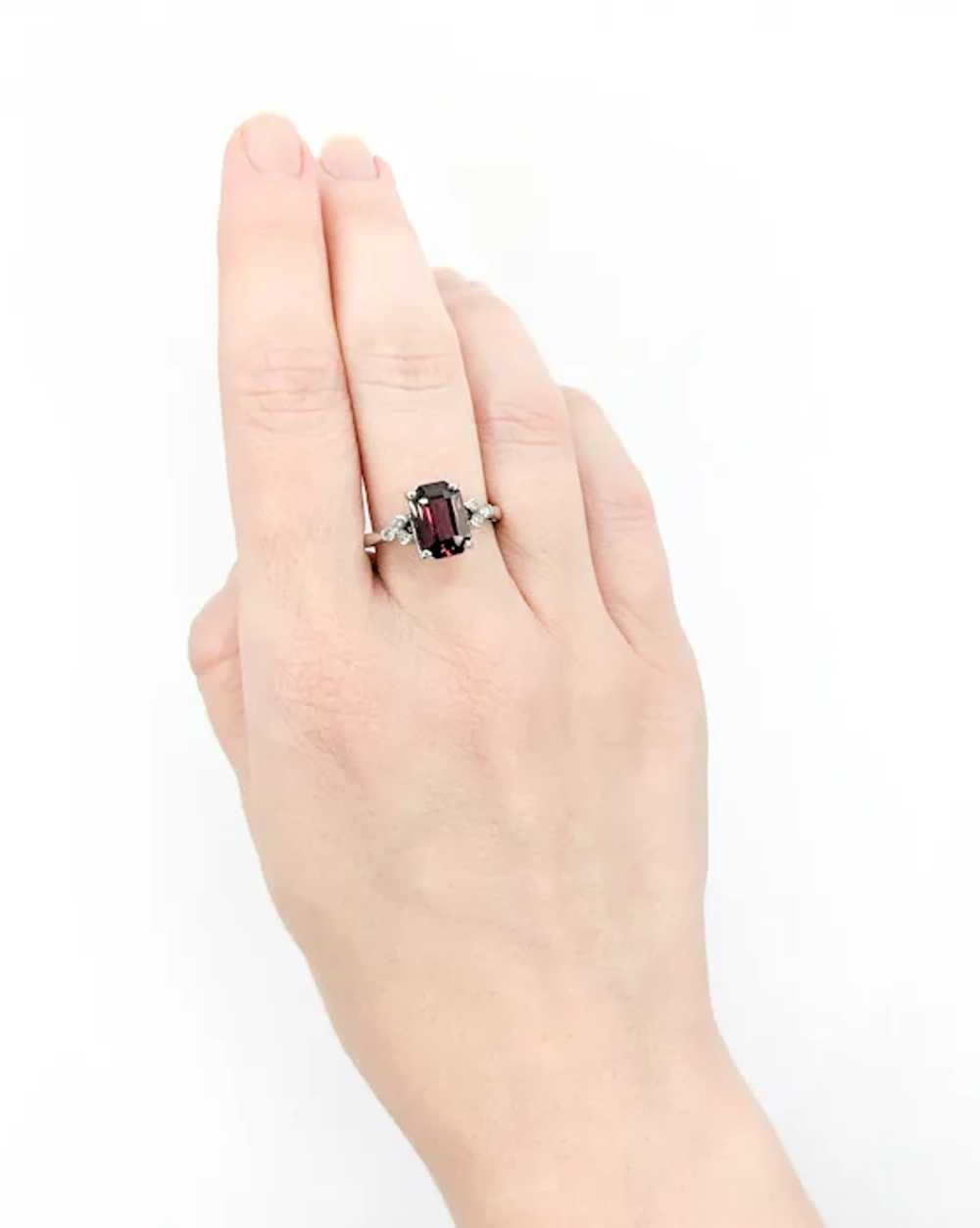3.32ct Raspberry Garnet & Diamond Ring In White G… - image 9