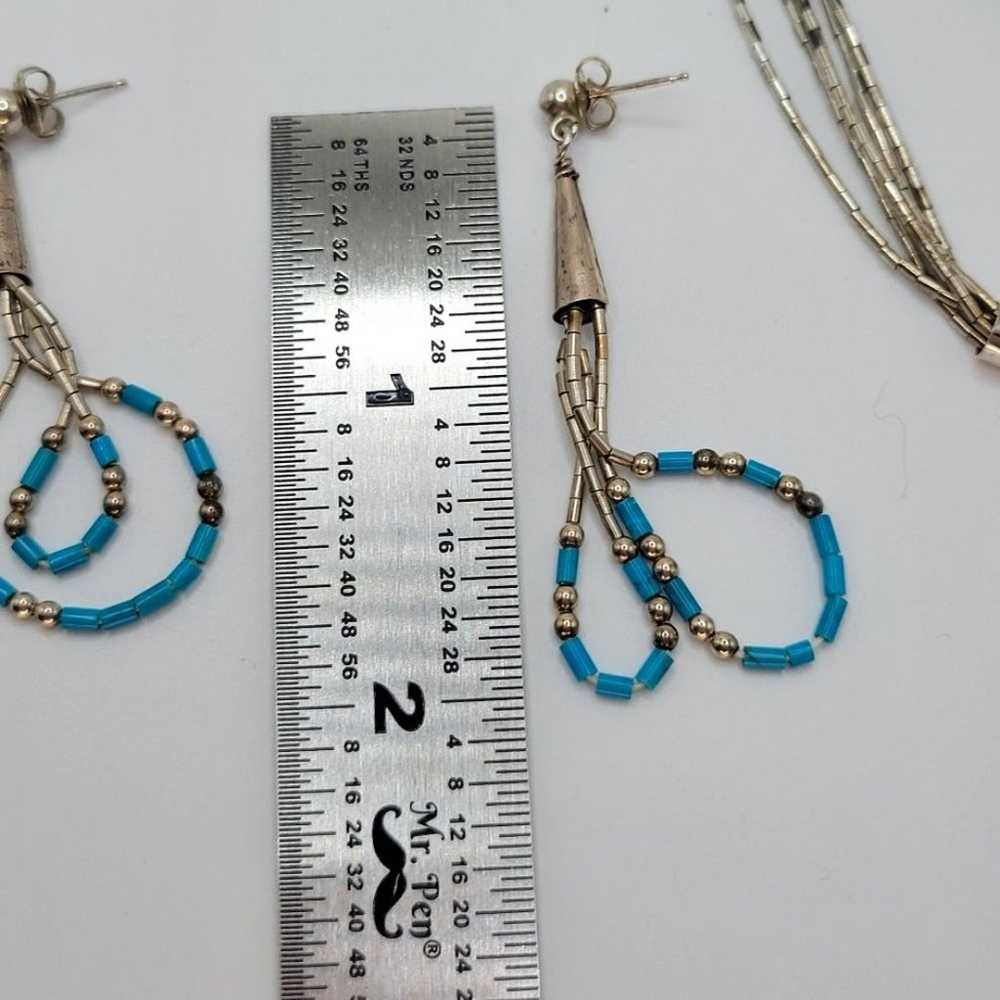 Vintage Southwestern Liquid Silver Turquoise Neck… - image 8