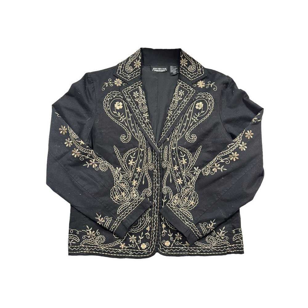 Unbrnd New Direction Embroidered Black Jacket Flo… - image 1