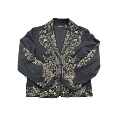 Unbrnd New Direction Embroidered Black Jacket Flo… - image 1