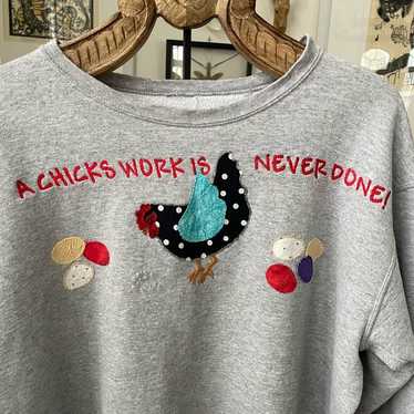 Vintage Vintage Upcycled Sweatshirt Embroidered A… - image 1