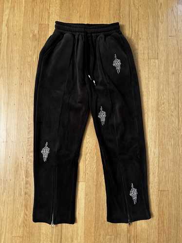 Streetwear Y2K Bootcut Black Velvet Skeleton Jogge