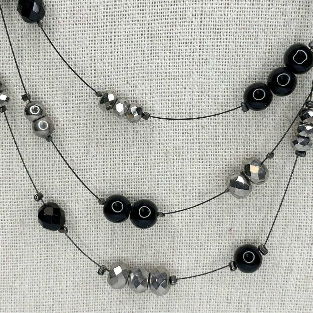 Chicos Chico's Black and Silver Tone Beaded Tripl… - image 2
