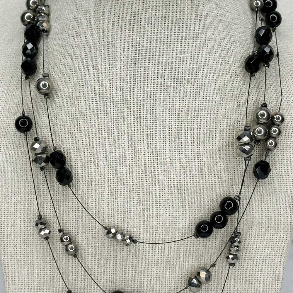 Chicos Chico's Black and Silver Tone Beaded Tripl… - image 3