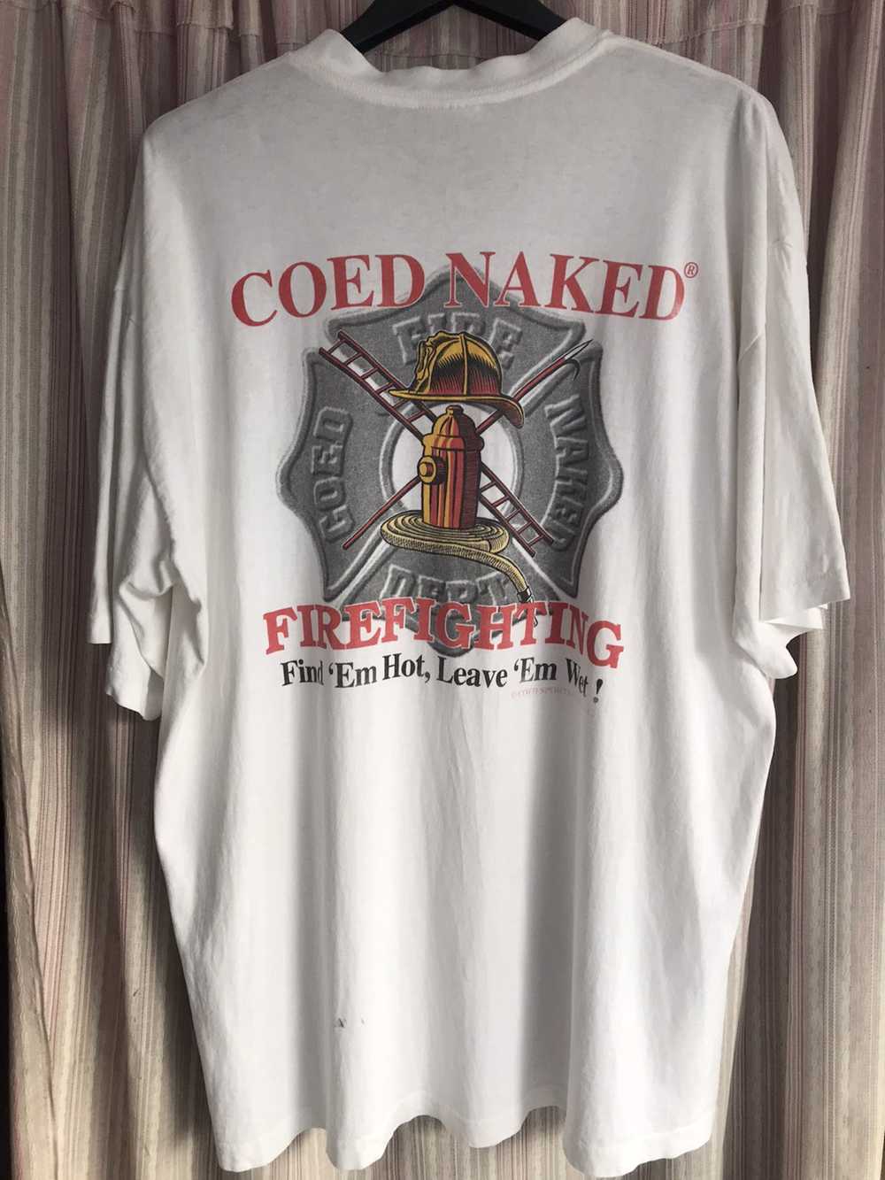 Vintage Vintage Coed Naked Firefighting t-shirt - image 4