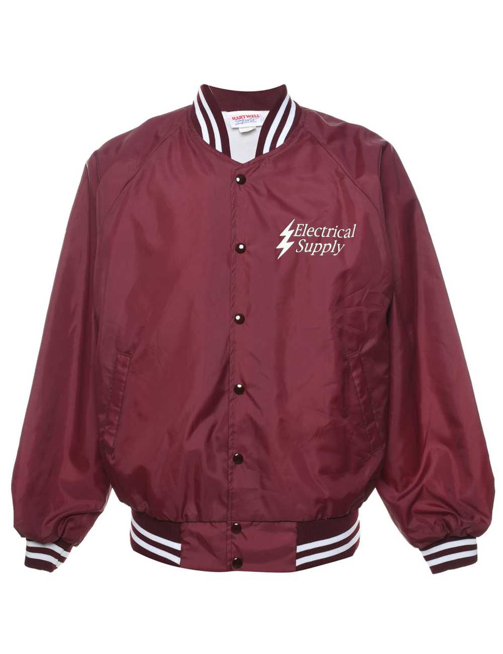 Maroon & White Printed Bomber Jacket - L - image 1