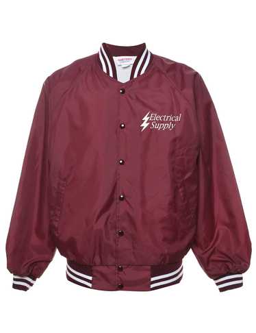 Maroon & White Printed Bomber Jacket - L - image 1