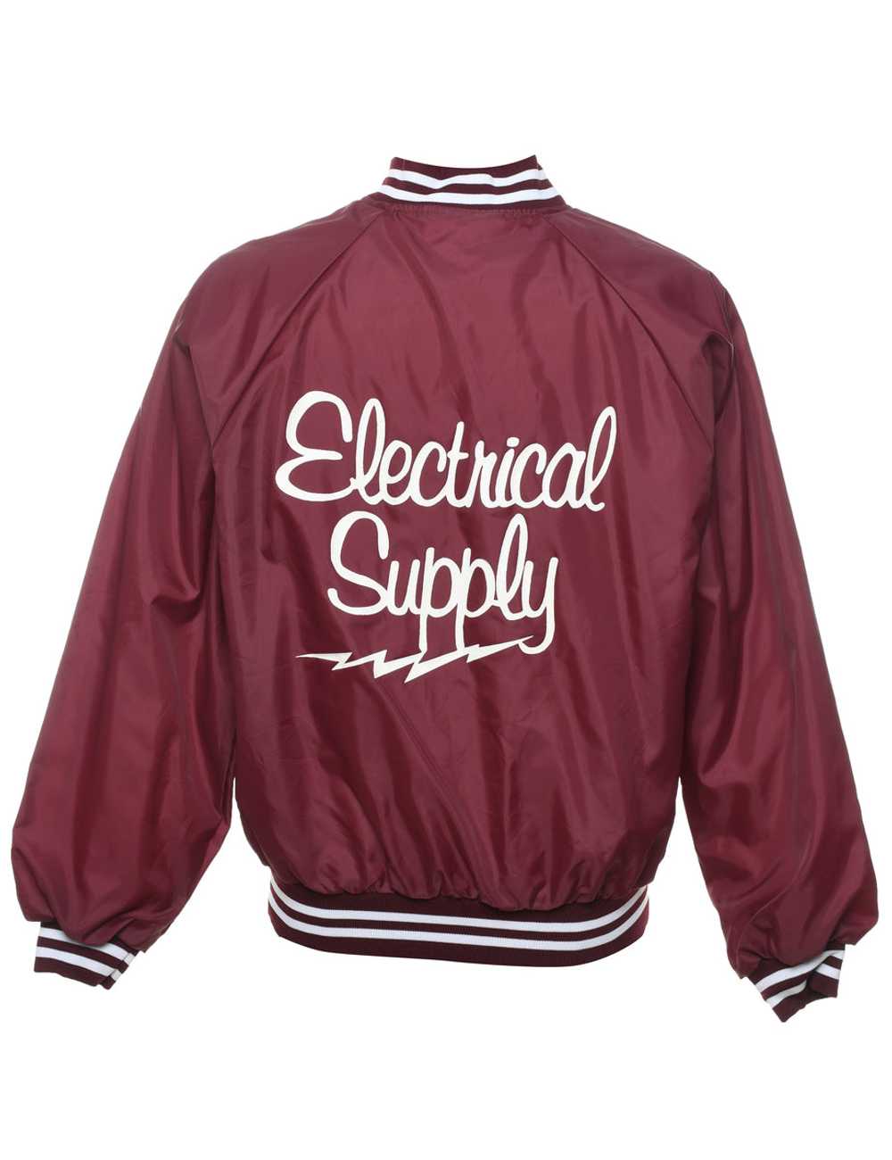 Maroon & White Printed Bomber Jacket - L - image 2