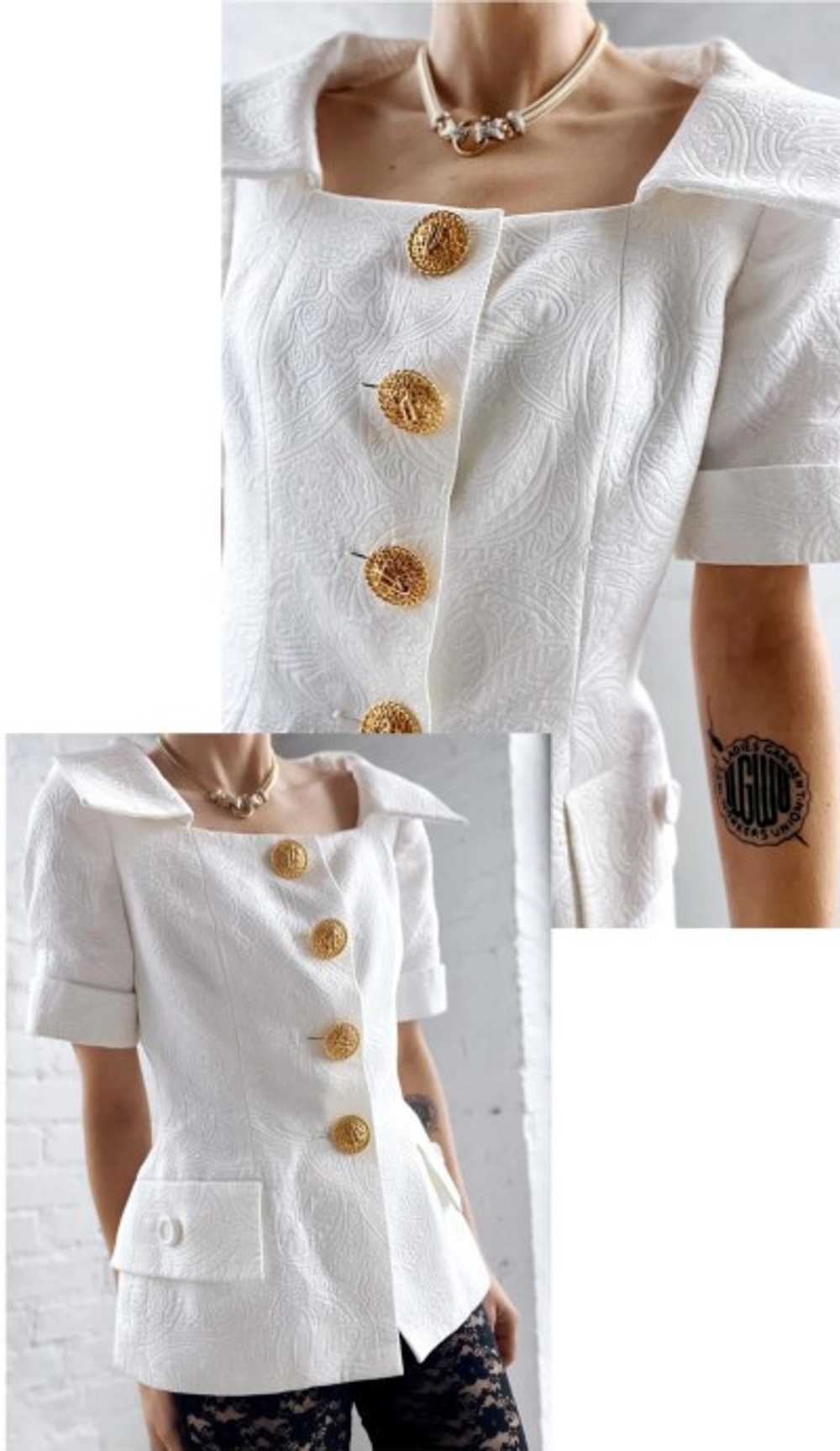 Jacques Fath textured cotton jacket top - image 2