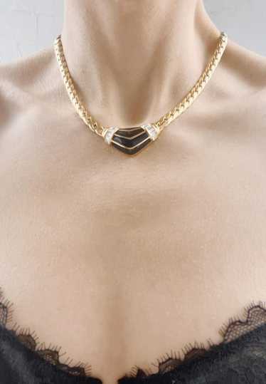 Christian Dior noir rhinestone necklace