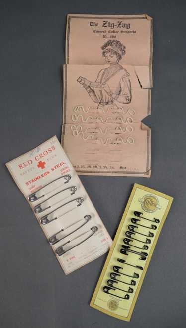 Early 1900s Red Cross Safety Pins, Clinton Black S