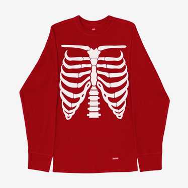 SUPREME HANES BONES SKELETON THERMAL CREW LS SHIRT THERMAL RED fashion XL xLarge