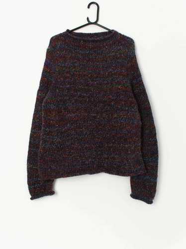 Vintage chunky rainbow handknitted jumper – Medium