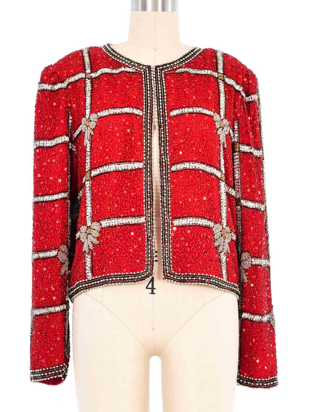 Sequin Plaid Bow Jacket - image 1