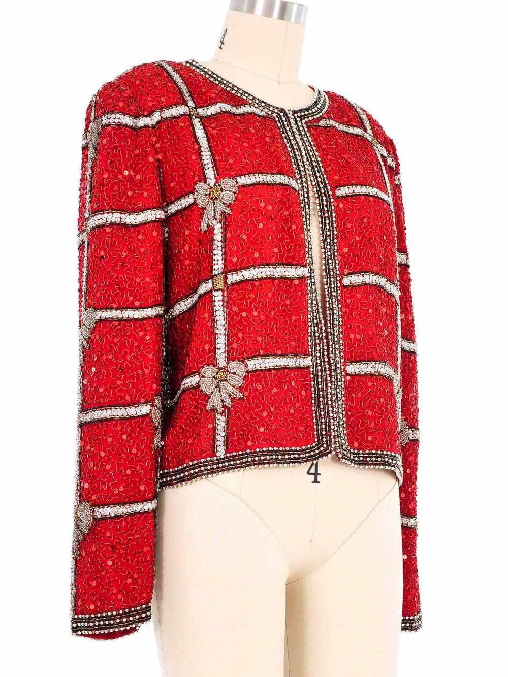 Sequin Plaid Bow Jacket - image 3