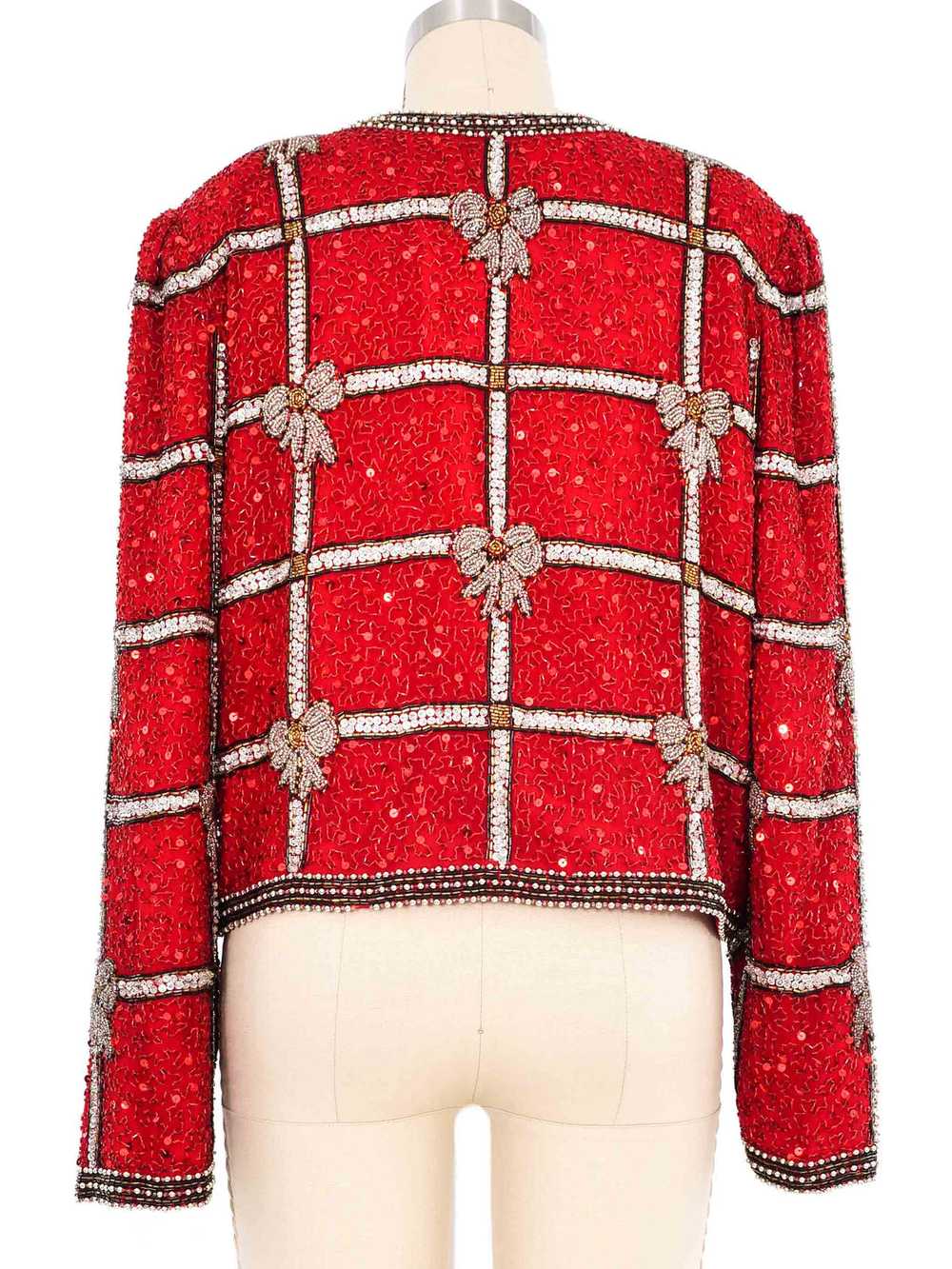 Sequin Plaid Bow Jacket - image 4