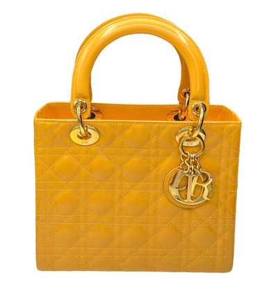 DIOR Lady Dior 90s Medium Yellow Patent Leather Ca
