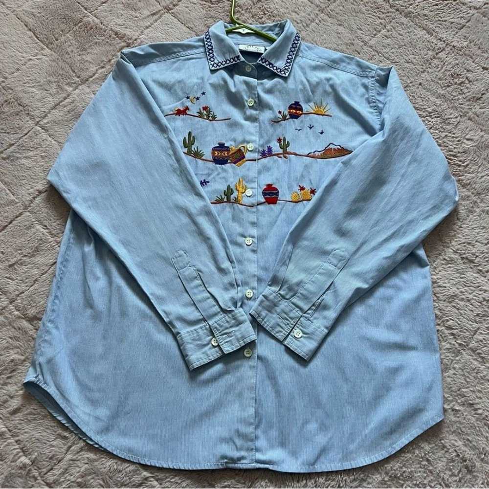 Vintage Erika & Company Embroidered Long Sleeve S… - image 1