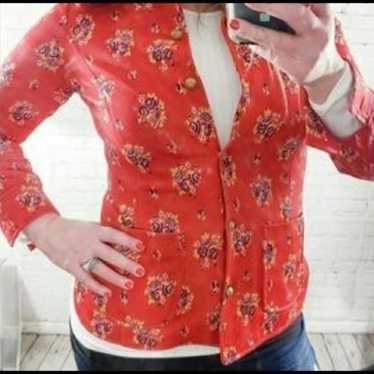 Vintage 1960s Red Boho Button Down Shirt - image 1