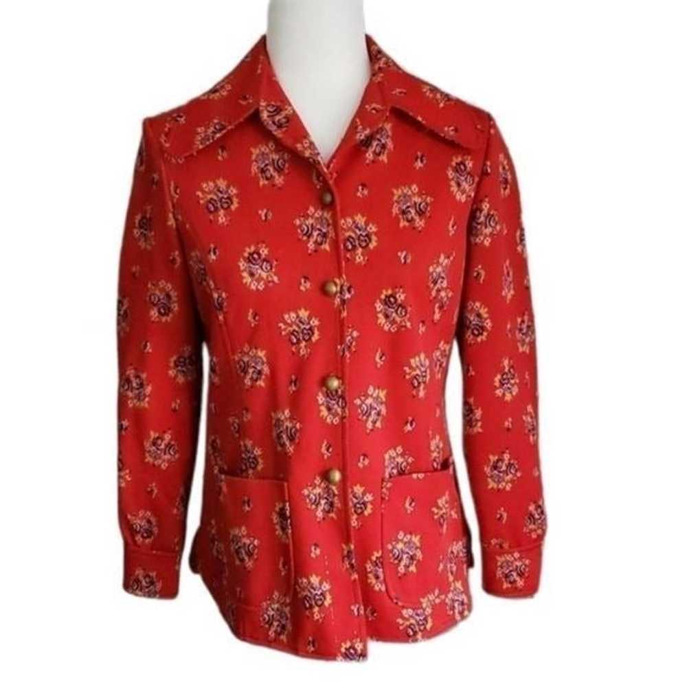 Vintage 1960s Red Boho Button Down Shirt - image 2