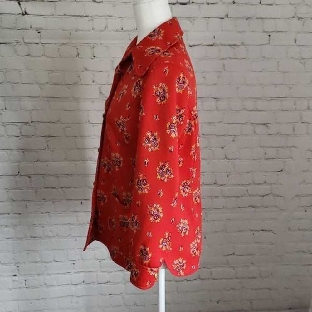 Vintage 1960s Red Boho Button Down Shirt - image 4