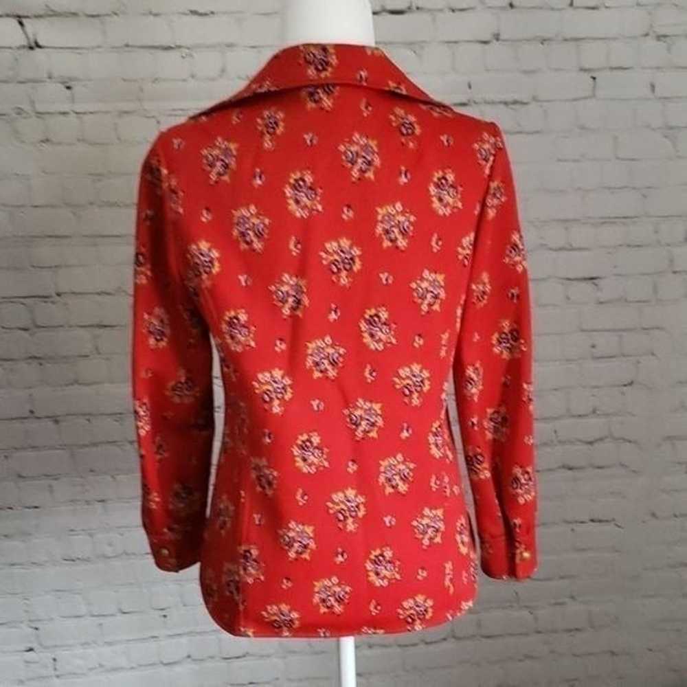 Vintage 1960s Red Boho Button Down Shirt - image 5