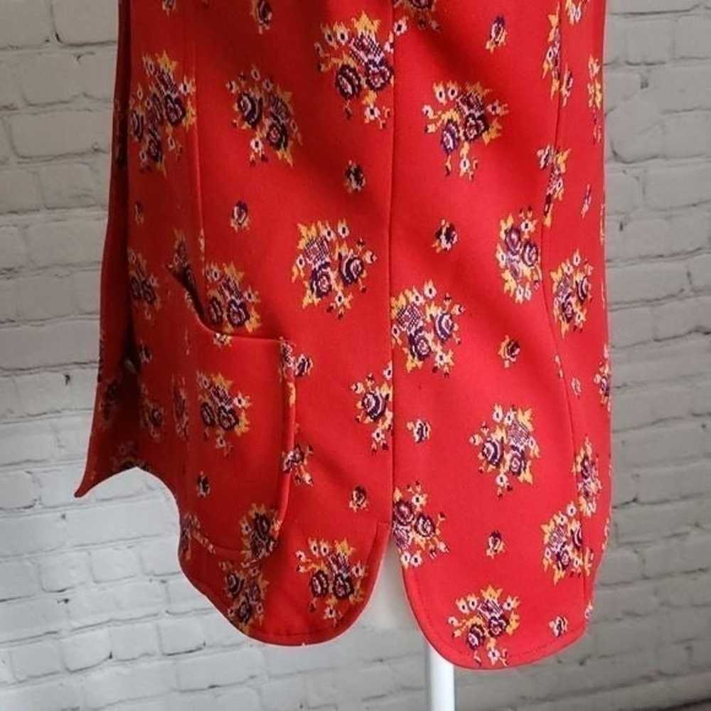 Vintage 1960s Red Boho Button Down Shirt - image 6