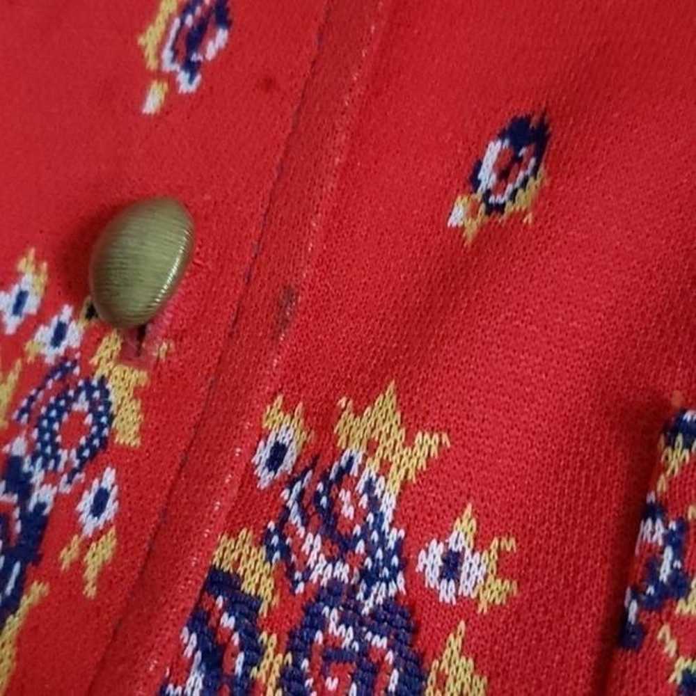 Vintage 1960s Red Boho Button Down Shirt - image 8