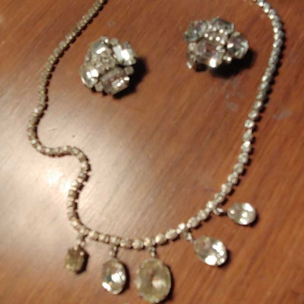 Rhinestone Necklace and Earrings - image 1