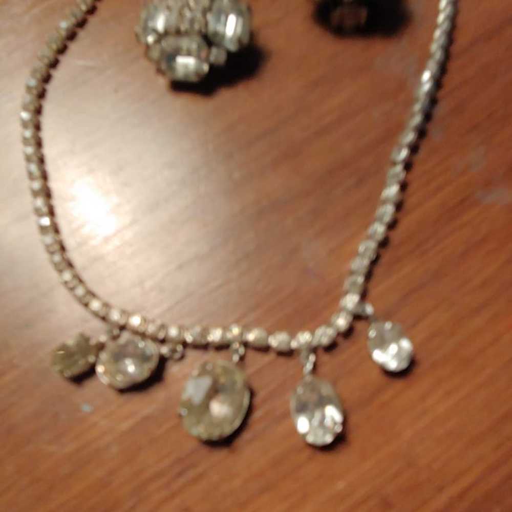 Rhinestone Necklace and Earrings - image 5