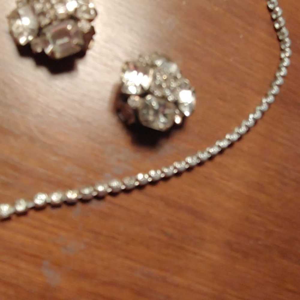 Rhinestone Necklace and Earrings - image 6