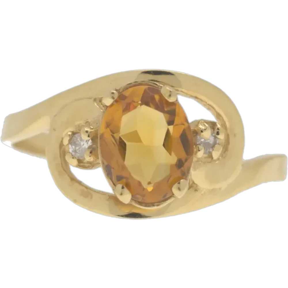 14K Yellow Gold Honey Golden Amber Citrine Ring S… - image 1