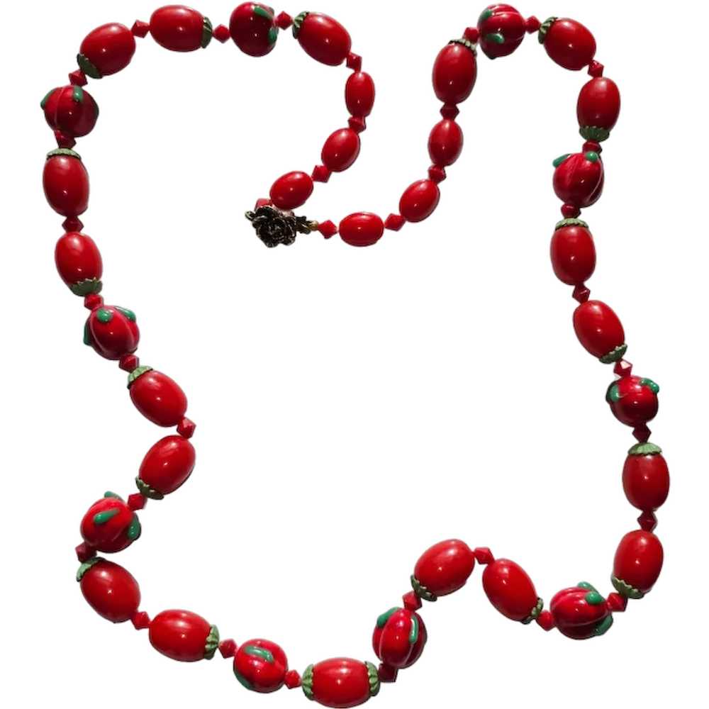 Red Glass Tomato Necklace - image 1