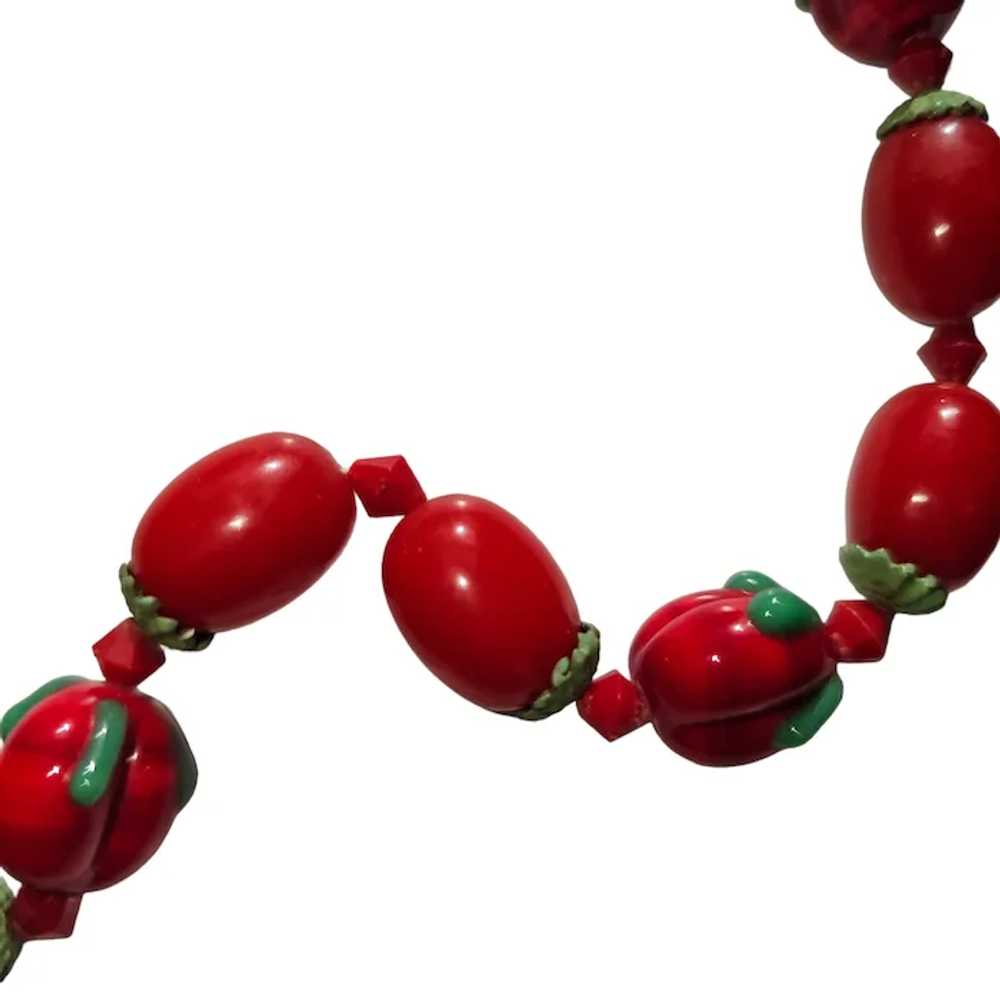 Red Glass Tomato Necklace - image 2