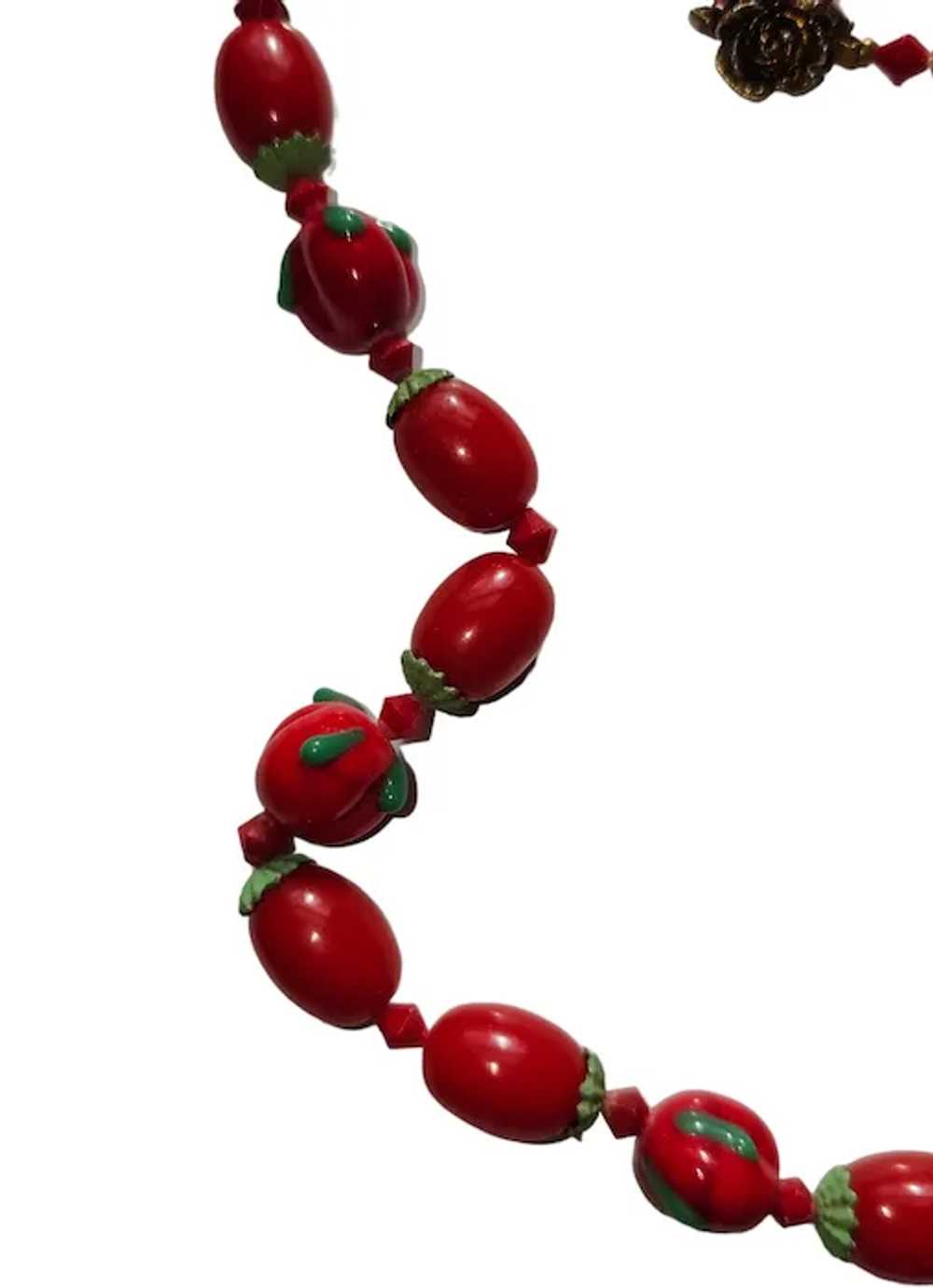 Red Glass Tomato Necklace - image 3