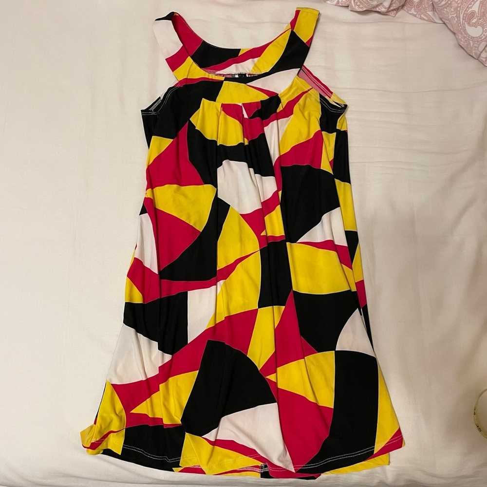 80s black, yellow, white, and pink disco dress - image 3