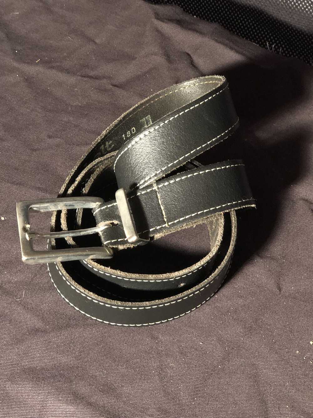 Vintage Inverted stichted black leather belt - image 1
