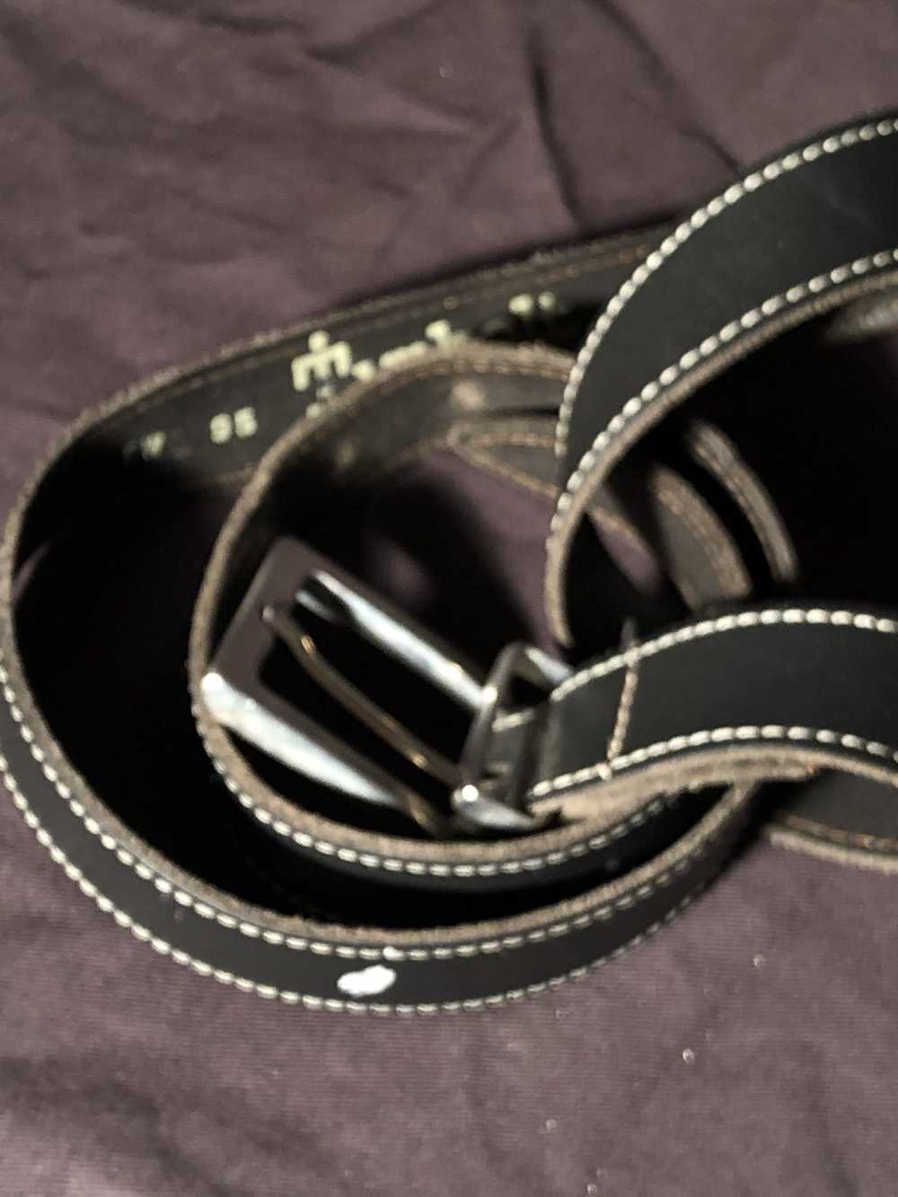 Vintage Inverted stichted black leather belt - image 2