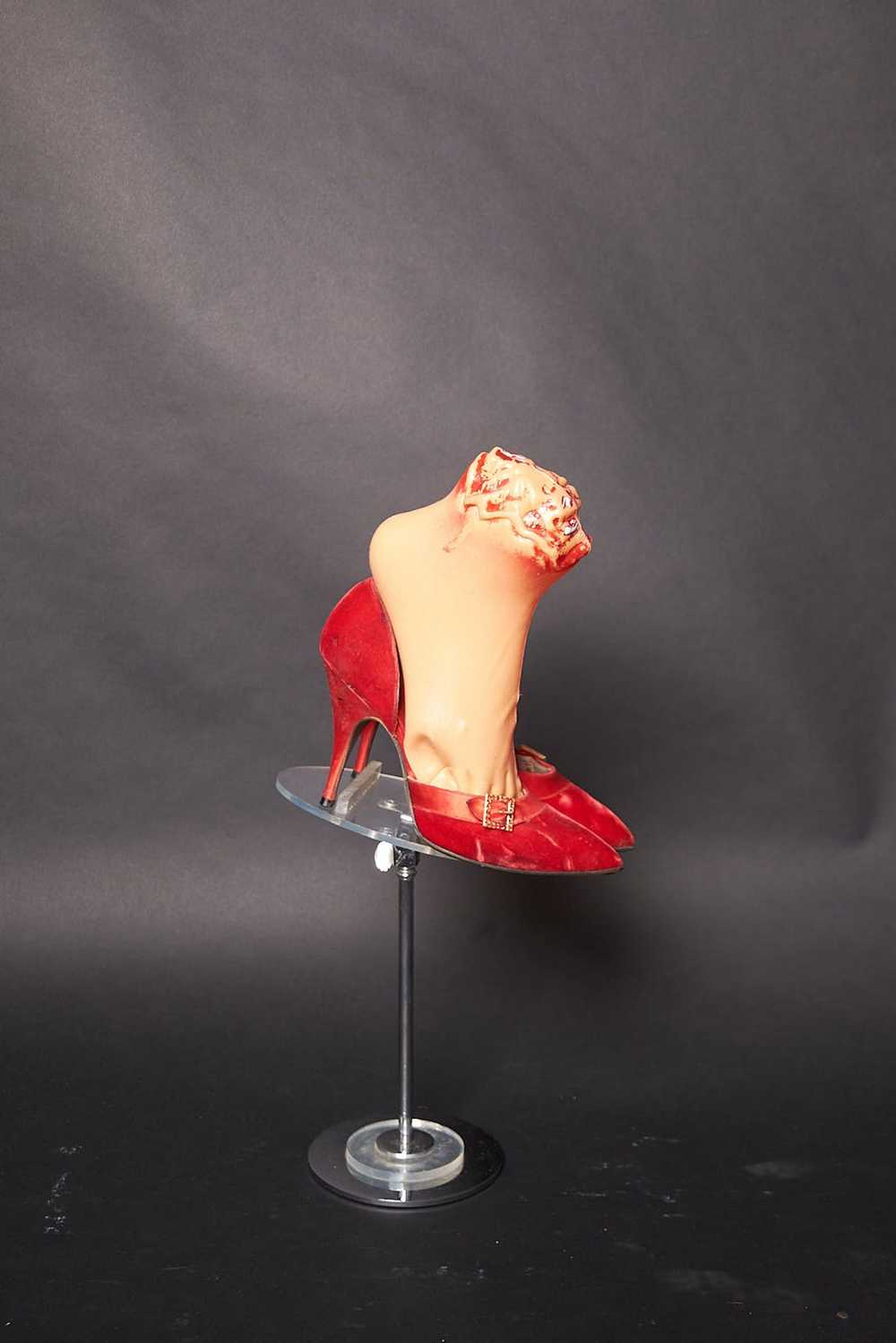 Vintage 1950s Red Velvet and Satin Pumps Heels Sh… - image 1