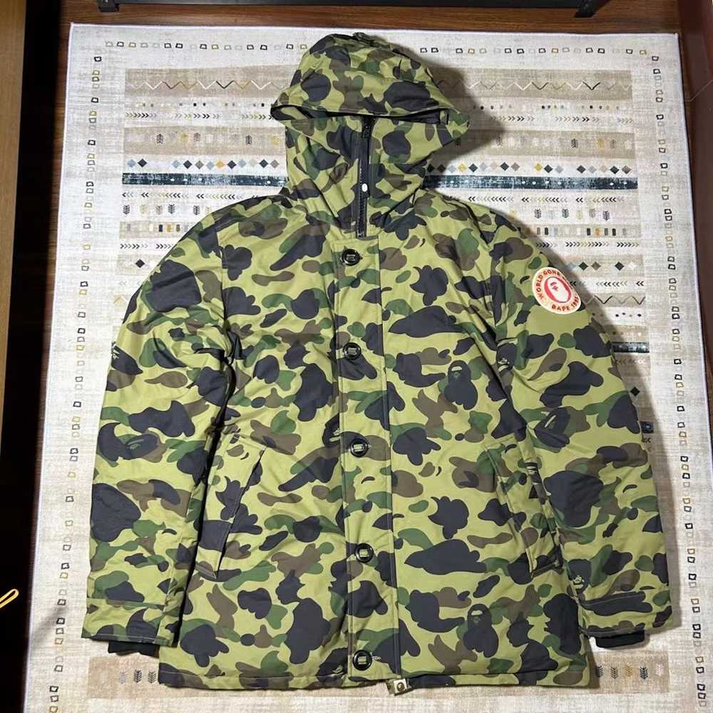 Bape 1ST CAMO DOWN HOODIE JACKET - image 1