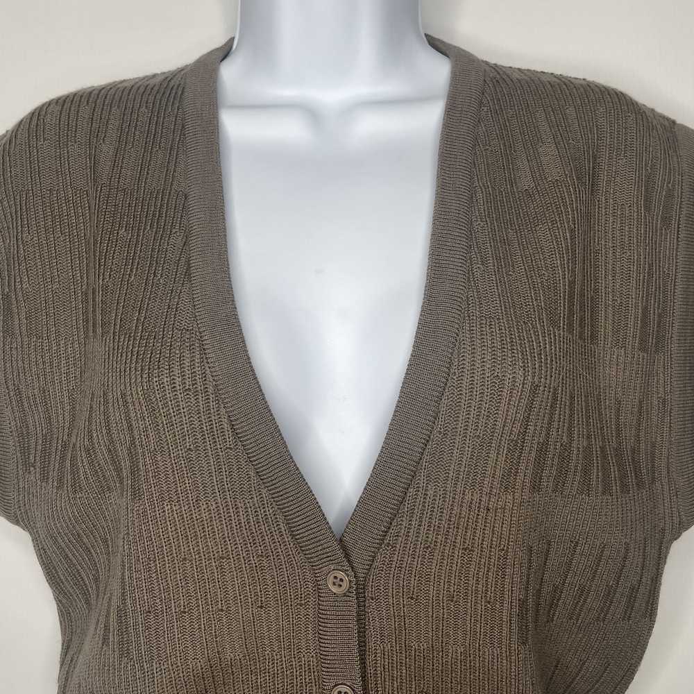 Jaeger × Vintage 70s/80s Taupe Ribbed Wool Button… - image 2