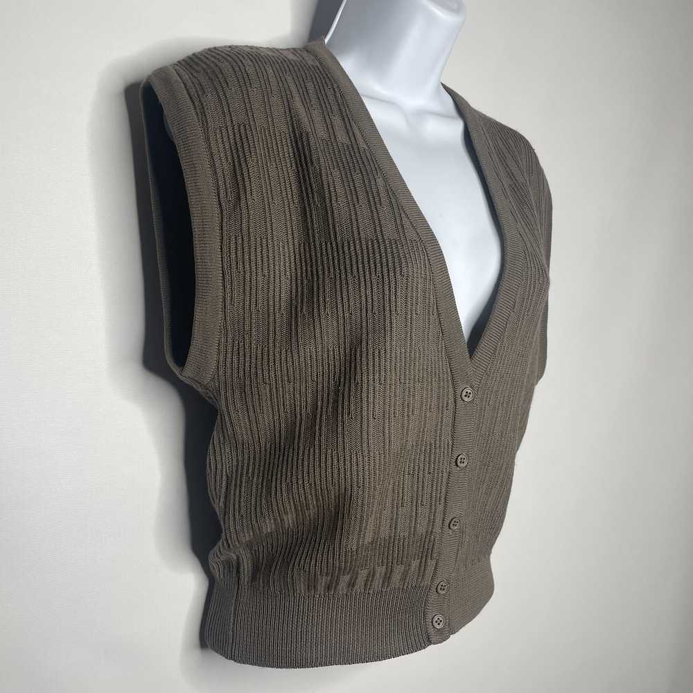 Jaeger × Vintage 70s/80s Taupe Ribbed Wool Button… - image 3