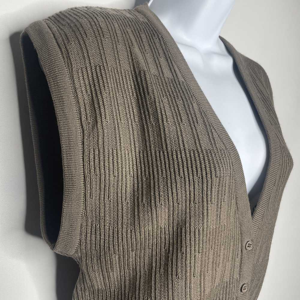 Jaeger × Vintage 70s/80s Taupe Ribbed Wool Button… - image 4