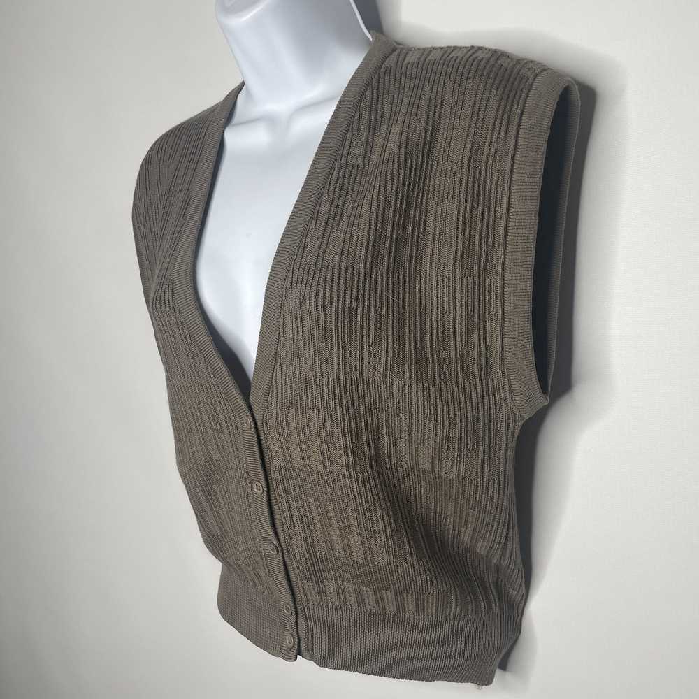 Jaeger × Vintage 70s/80s Taupe Ribbed Wool Button… - image 7