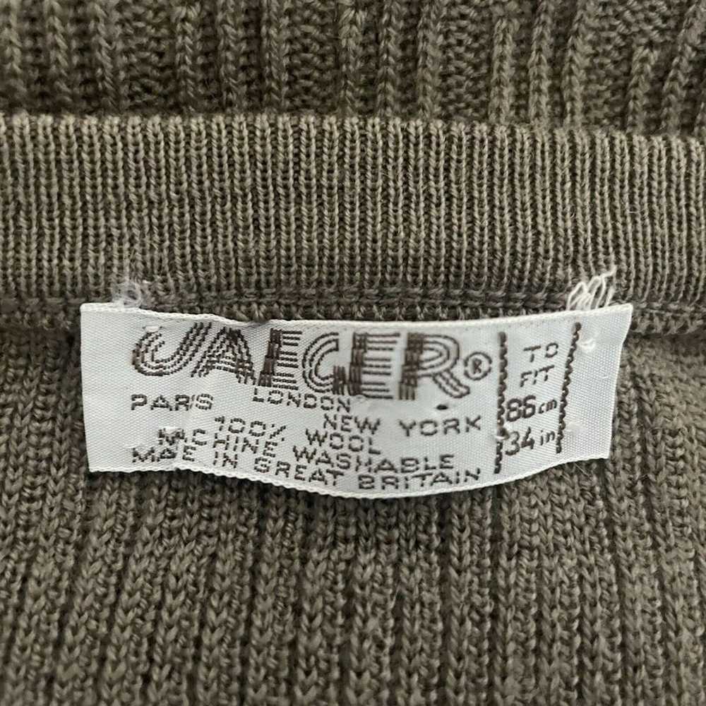 Jaeger × Vintage 70s/80s Taupe Ribbed Wool Button… - image 8