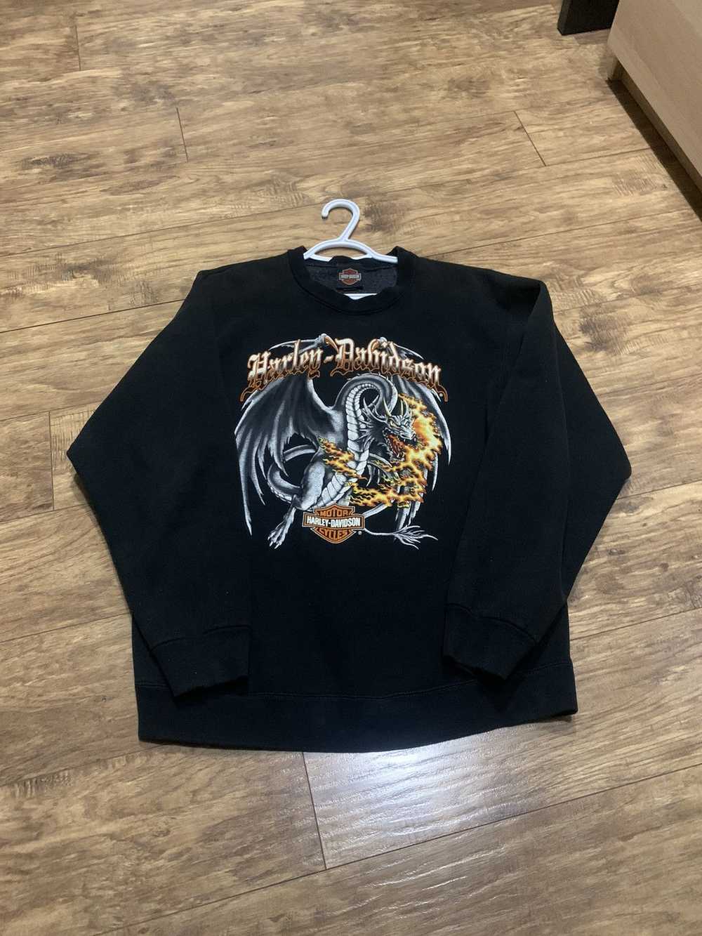 Harley Davidson × Vintage 2001 Dragon Flames Swea… - image 1