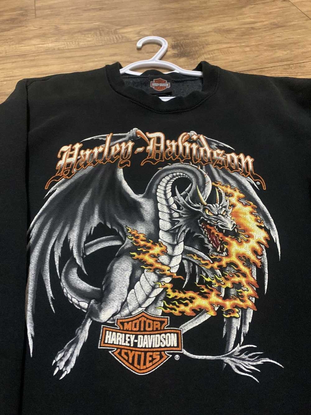 Harley Davidson × Vintage 2001 Dragon Flames Swea… - image 2