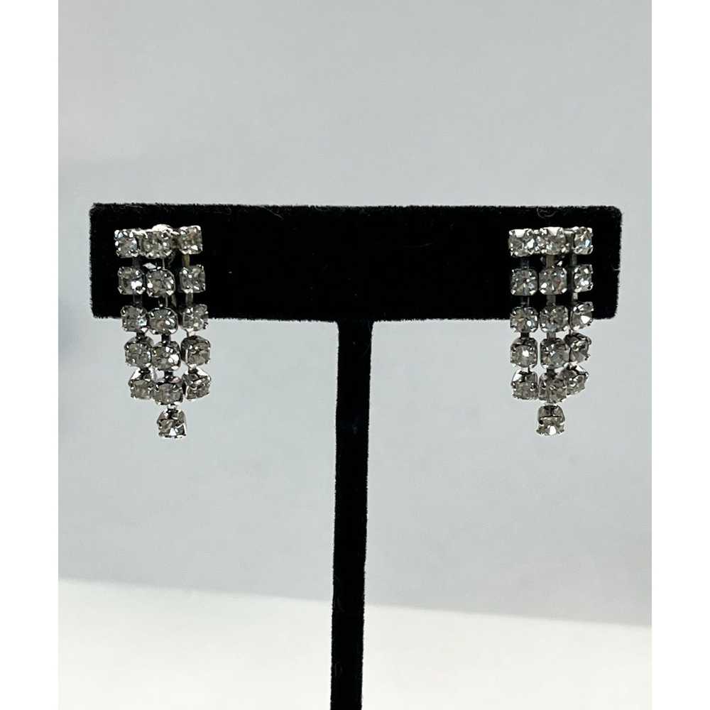 Vintage Vintage rhinestone tassel earrings - image 1