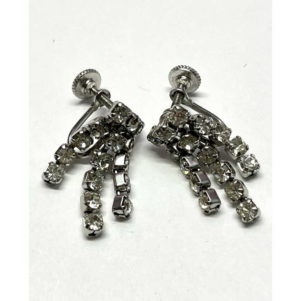 Vintage Vintage rhinestone tassel earrings - image 3